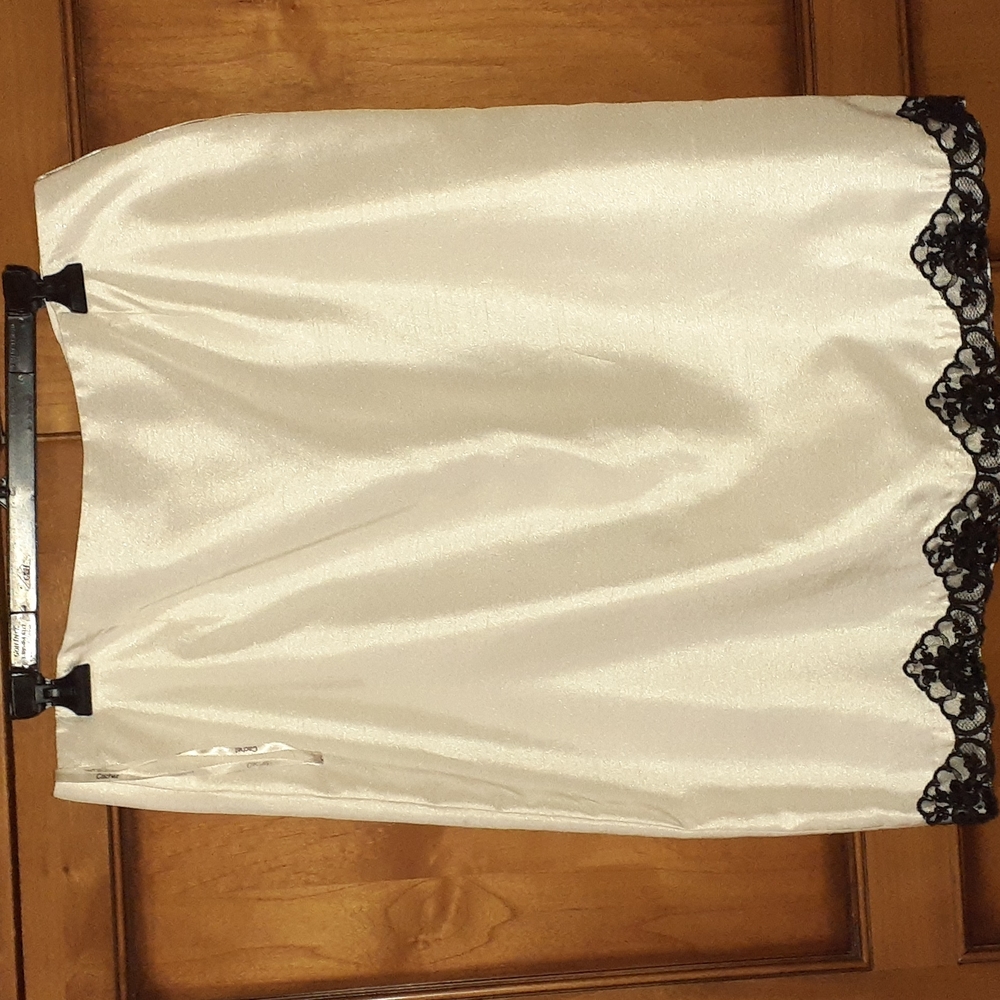 White skirt with fancy  black lace trim